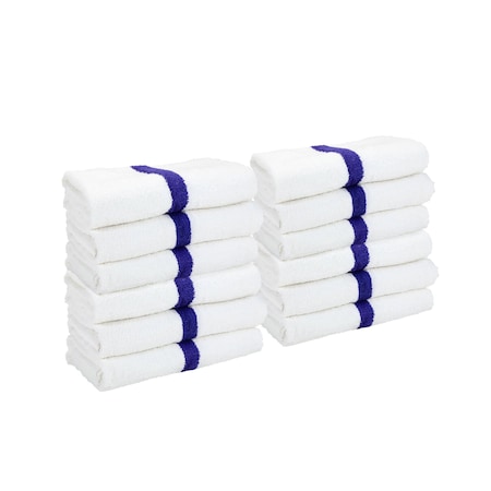 Hospeco Power Gym Bath Towel 22x44 Blue Stripe (6pk) PWR-2244-6BCS